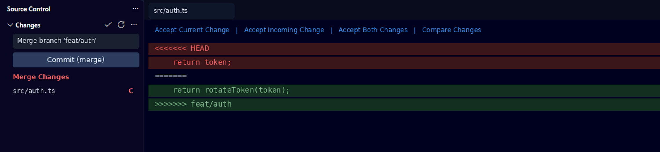 تعارض در Source Control و ادیتور